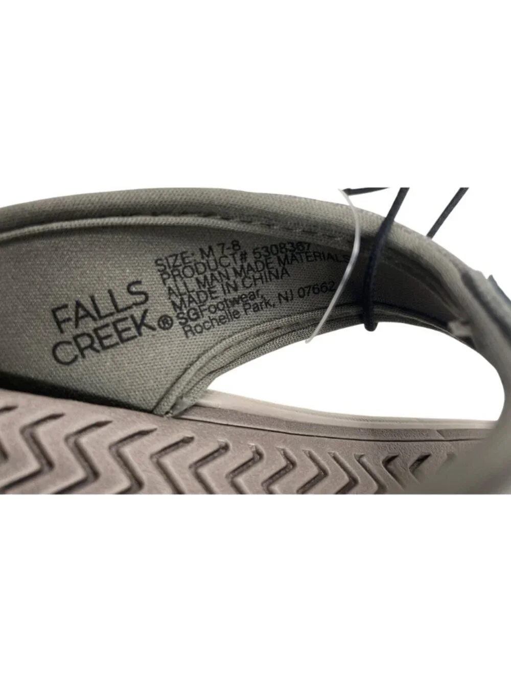 Falls Creek Mens Size Medium (7-8) Gray Canvas Rubber Flip Flops